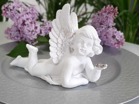 Figurka ANIOŁ AT98-13B5005B biały leżący mix 12cm