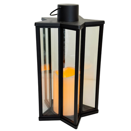 Latarnia plastikowa LED 27211 GWIAZDA czarny 28cm