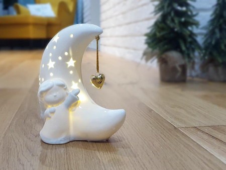 Figurka led YS16001-1 ANIOŁ na księżycu 16x13cm