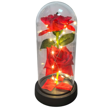 Wieczna RÓŻA 27593 LED podwójna czerwony 19cm