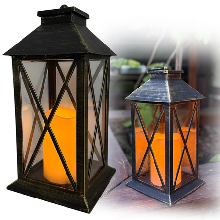 Latarnia plastikowa LED 26563 ŚWIECA czarny 29cm