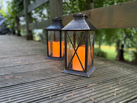 Latarnia plastikowa LED 26563 ŚWIECA czarny 29cm