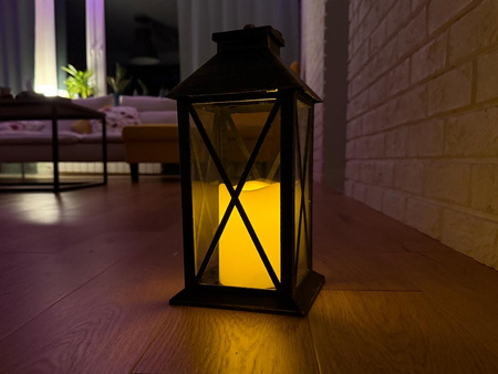 Latarnia plastikowa LED 26563 ŚWIECA czarny 29cm