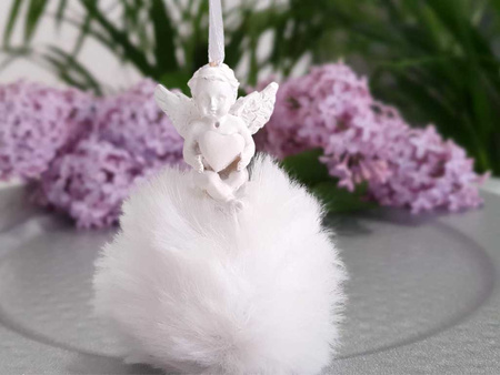 Figurka ANIOŁ LR19B-3992 biały zawieszka 8cm