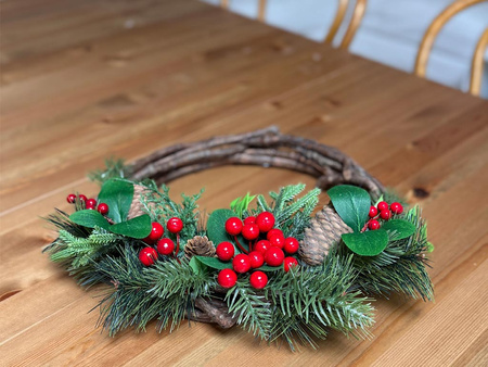 Wianek świąteczny 27393 OWOCE pleciony 30cm