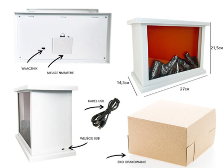 Kominek LED 27397 biały 21,5x14,5x27,5cm