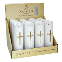 Świeca LED AGNES krzyż wąska biały 12szt 17,5x5cm