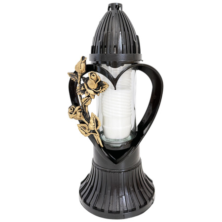 Znicz K-8382 SERCE z różą 3D czarny (5szt)