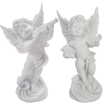 Figurka ANIOŁ AT98-12B3564B biały z harfą mix 23cm