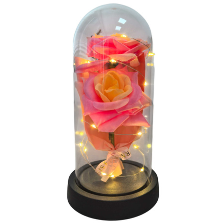 Wieczna RÓŻA 27591 LED bukiet różowy 19cm