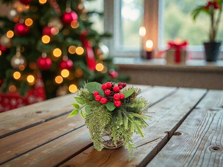 Stroik świąteczny 27394 KULA ratanowa 15cm