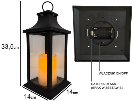 Latarnia plastikowa LED 26561 ŚWIECA czarny 29cm