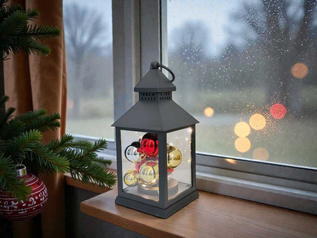 Latarnia plastikowa LED 27206 BOMBKI czarny 23,5cm