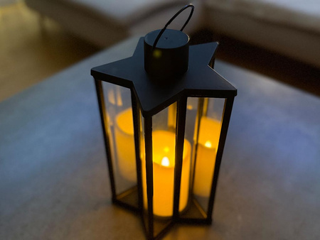 Latarnia plastikowa LED 27211 GWIAZDA czarny 28cm