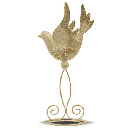 Figurka ptaszek złoty na podstawce 25cm 110402
