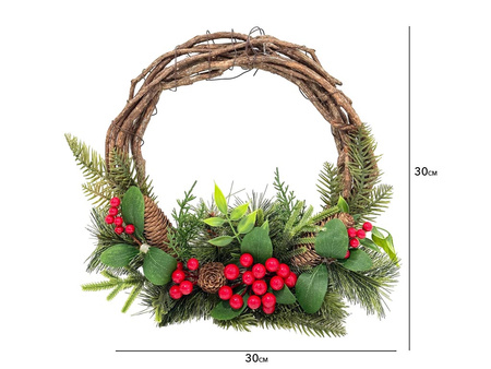 Wianek świąteczny 27393 OWOCE pleciony 30cm