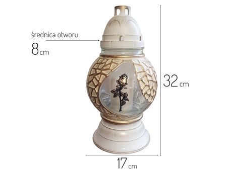 Znicz K-6425 KULA pleciona MAŁA biały/złoty (3szt)