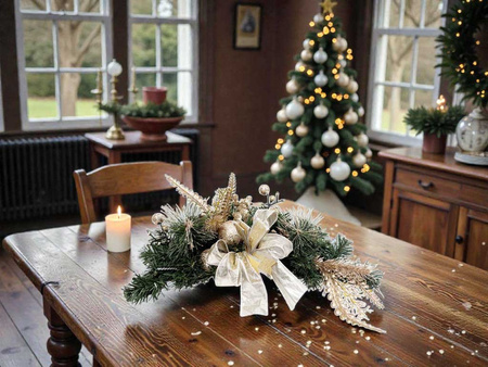 Stroik świąteczny 27392 KOKARDY złoty 45cm