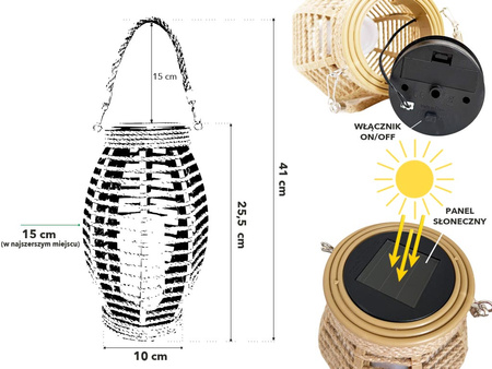 Latarnia plastikowa SOLAR 26921 brązowy 25,5x15cm