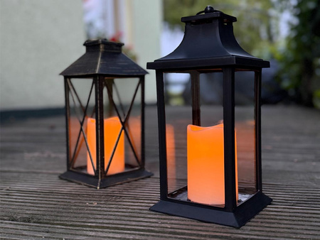 Latarnia plastikowa LED 26561 ŚWIECA czarny 29cm