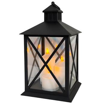 Latarnia plastikowa LED 27167 ŚWIECA czarny 40cm