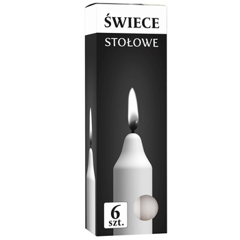 Świeca stołowa s1-66 190/19 biała Bispol 6szt