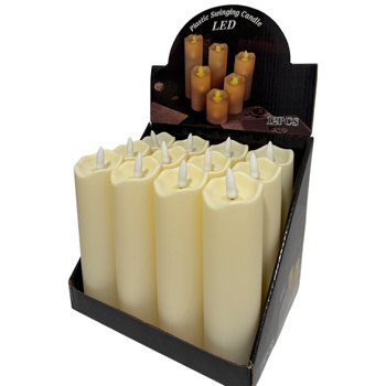 Świeca LED płomień wąska krem MQL025 12szt 17,5/5