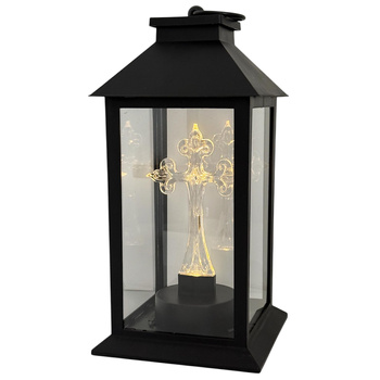 Latarnia plastikowa LED 27164 KRZYŻ czarny 29cm