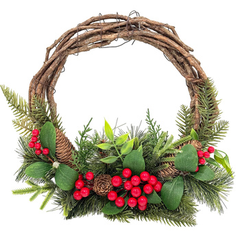 Wianek świąteczny 27393 OWOCE pleciony 30cm