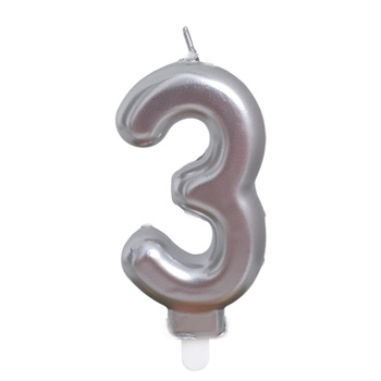 Świeczka urodzinowa 26494 cyfra srebrny 3