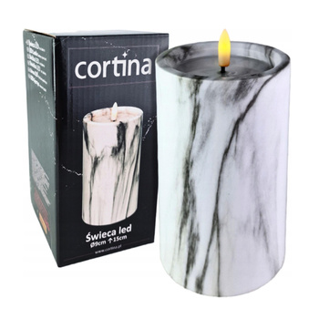 Świeca LED marmurkowa szary 3/23/NWH 15x7,5cm 