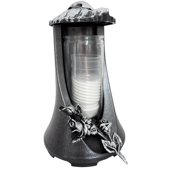 Znicz K-8399 LAMPA z liściem srebrny (5szt)