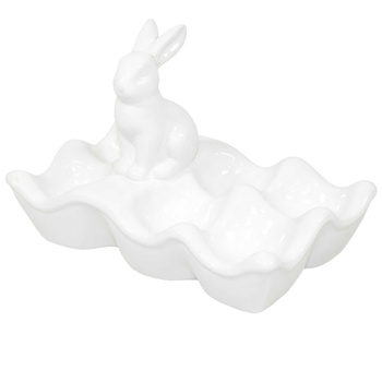 Podstawka na jajka ZAJĄC 100207 biały cera 13x20cm