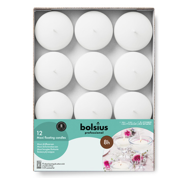 Świeca pływająca 12szt MAXI - biały BOLSIUS