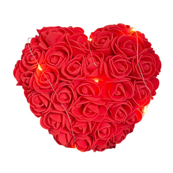 Figurka LED SERCE z róż 26716 czerwony 16cm
