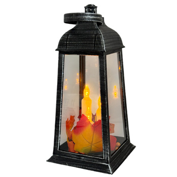 Latarnia plastikowa LED 27209 LIŚCIE czarny 30cm