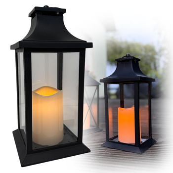 Latarnia plastikowa LED 26561 ŚWIECA czarny 29cm