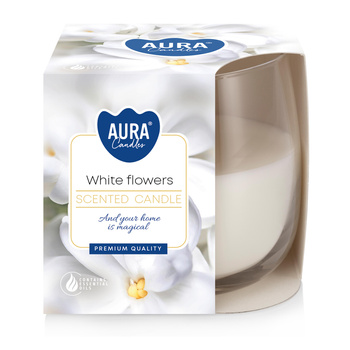 Świeca w szkle SN71-179 Bispol - White flowers