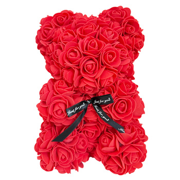 Figurka MIŚ z róż 26717 czerwony 23cm