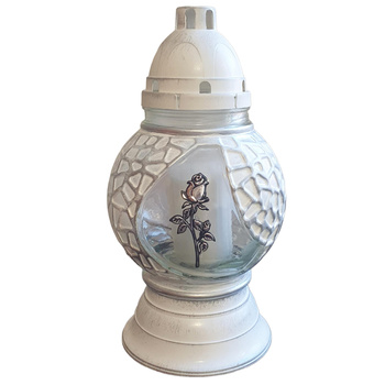 Znicz K-6456 KULA pleciona MAŁA biały/srebr (3szt)