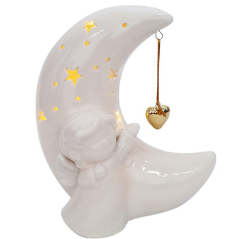 Figurka led YS16001-1 ANIOŁ na księżycu 16x13cm