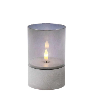 Świeca LED dymione szkło 27200 12,5x8cm