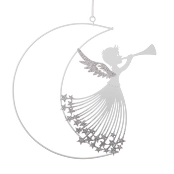 Zawieszka ANIOŁ TS352 koło metal biały 21cm