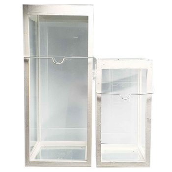 Latarnia drewniana 20AW0224 biały kpl 2szt 64-43cm