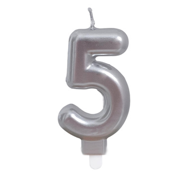 Świeczka urodzinowa 26496 cyfra srebrny 5