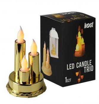 Świeca LED trio złoty 14x8,5cm