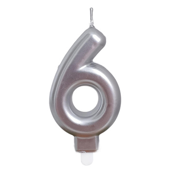 Świeczka urodzinowa 26497 cyfra srebrny 6