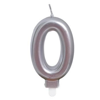 Świeczka urodzinowa 26491 cyfra srebrny 0