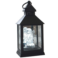 Latarnia plastikowa LED aniołek czarny 23 cm