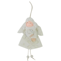 Zawieszka ANIOŁ 670013 materiał biały 14x9cm